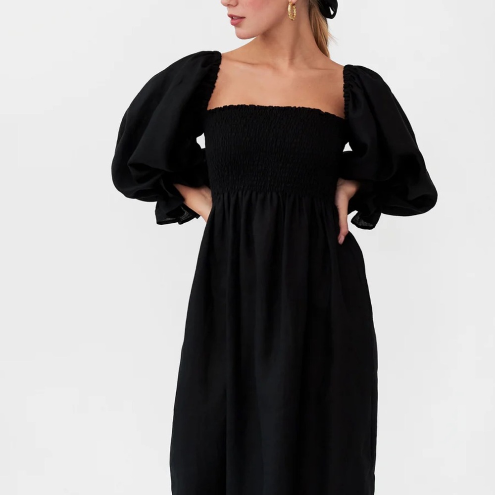 NWT Sleeper Brand Atlanta Linen Dress in Black